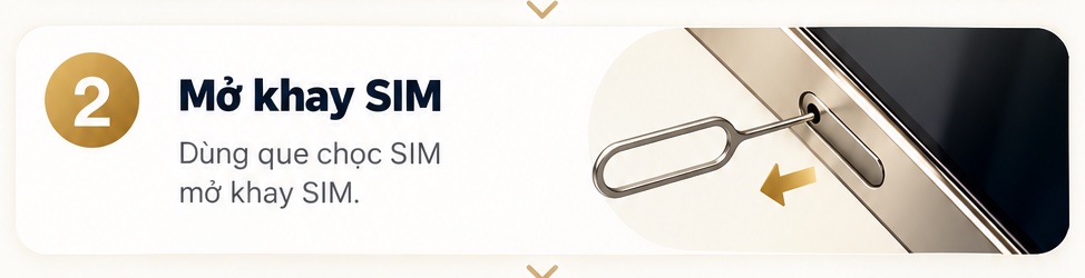 Dùng que chọc SIM mở khay SIM