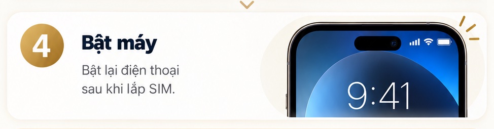 Bật lại điện thoại sau khi lắp SIM