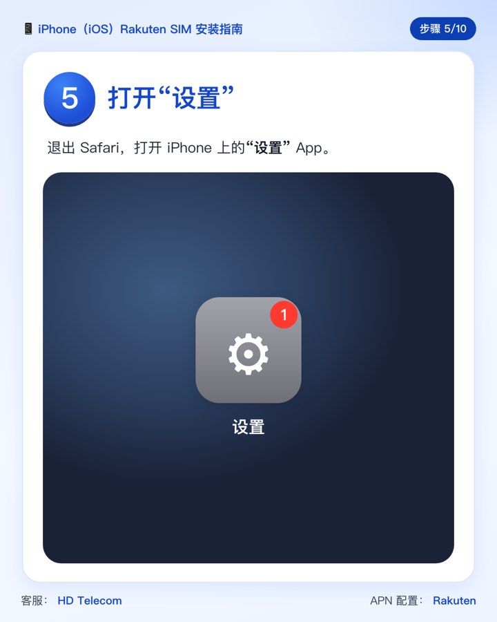 第 5 步：打开“设置” App